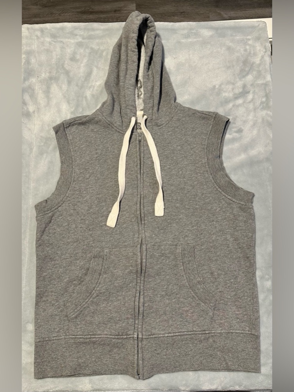 American Rag Gray Sleeveless Zip-Up Hoodie Vest - Medium